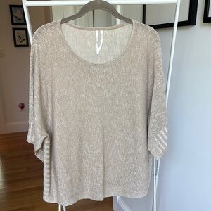 Anthropologie Metallic Gold Knit Short sleeve top